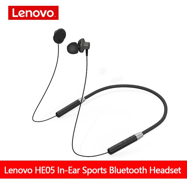 Lenovo Earphones Bluetooth Wireless Stereo Sports IPX5 Waterproof Sport Earbud Headset Noise Reduction Magnetic Runing Headset: black