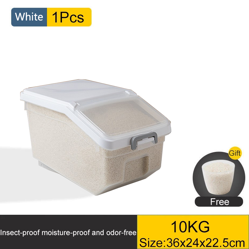 10KG Kitchen Rice Storage Box Insect Proof and Moisture Proof Dispenser Flour Cereal Bucket Kitchen Food Storage Container: light yellow