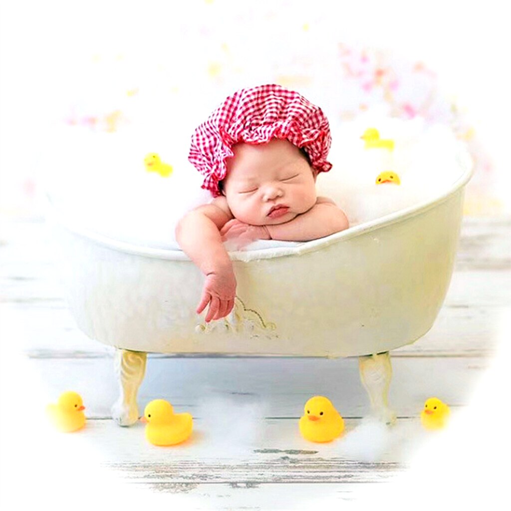 Blød bomulds børneboble maskine gule ænder jern brusebad badekar tilbehør nyfødte fotografering rekvisitter