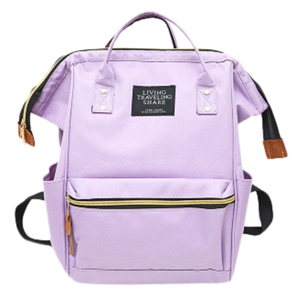 Backpack Living Travelling Share Unisex Solid Backpack School Travel Bag Double Shoulder Bag Zipper Bag: Purple