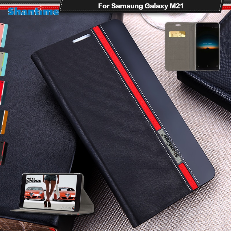 Luxe pu leren hoesje voor samsung galaxy  m21, flipcase voor samsung galaxy  m21 telefoonhoesje, zachte tpu siliconen achterkant