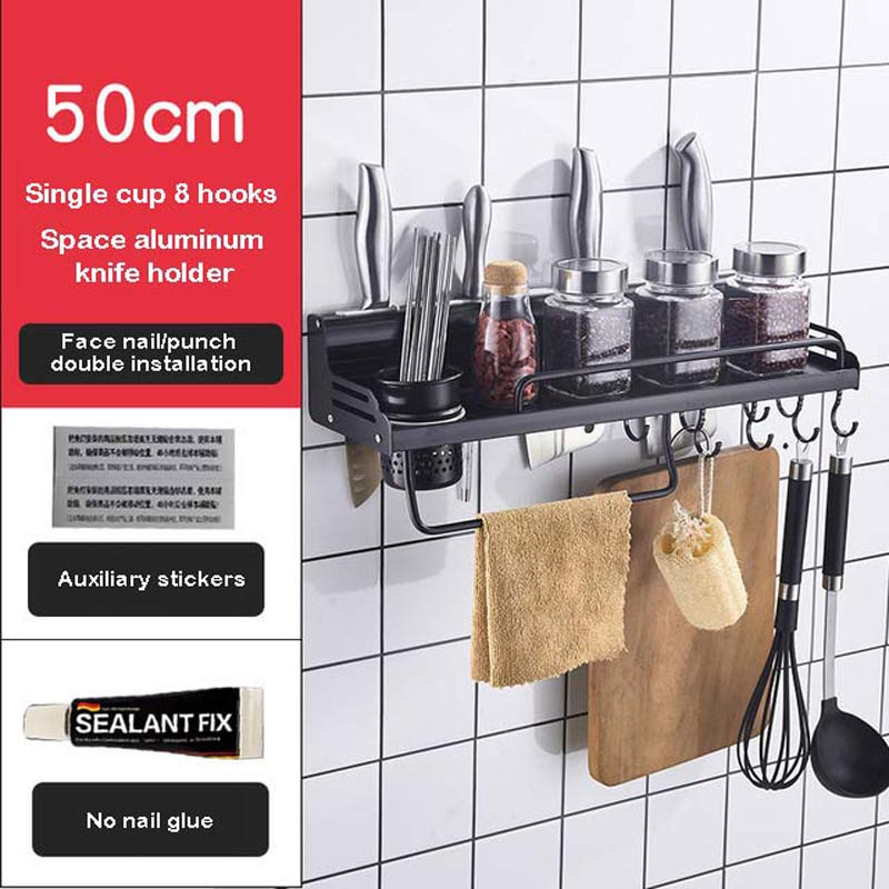 YUJIE 304 stainless steel 304 stainless steel kitchen rack,wall-mounted knife rack black JYM1033: C black 50 1 cup