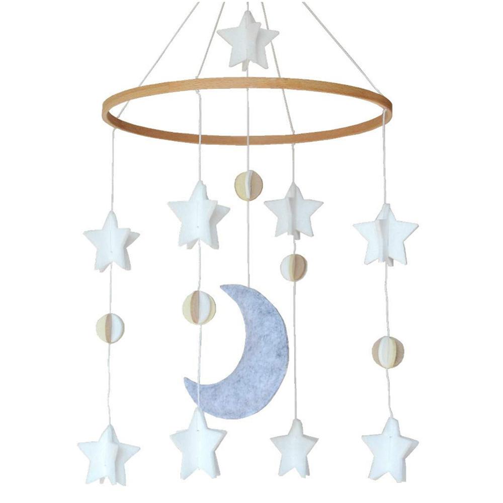 Atrapasueños colgante para cuna de bebé, atrapasueños móvil, estrellas, nubes, Luna, decoración para dormitorio infantil: B