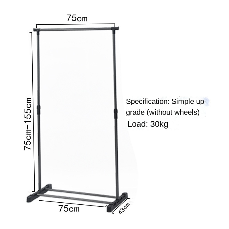 Simple Floor Retractable Clothes Rack Home Balcony Clothing Rod Stainless Steel Bedroom Sun Hanging Clothes Drying Rack: C no roller