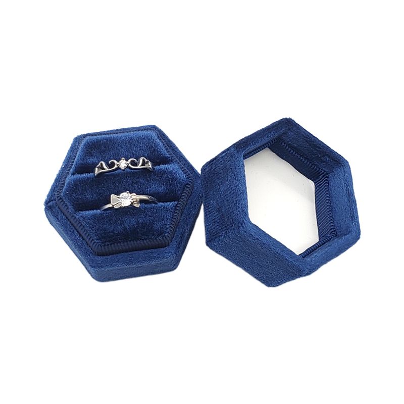 Hexagon Samt Ring Box Doppel Ring Display Halter mit Abnehmbaren Deckel Ring Box Halter für Hochzeit Zeremonie: 8YY801480-1