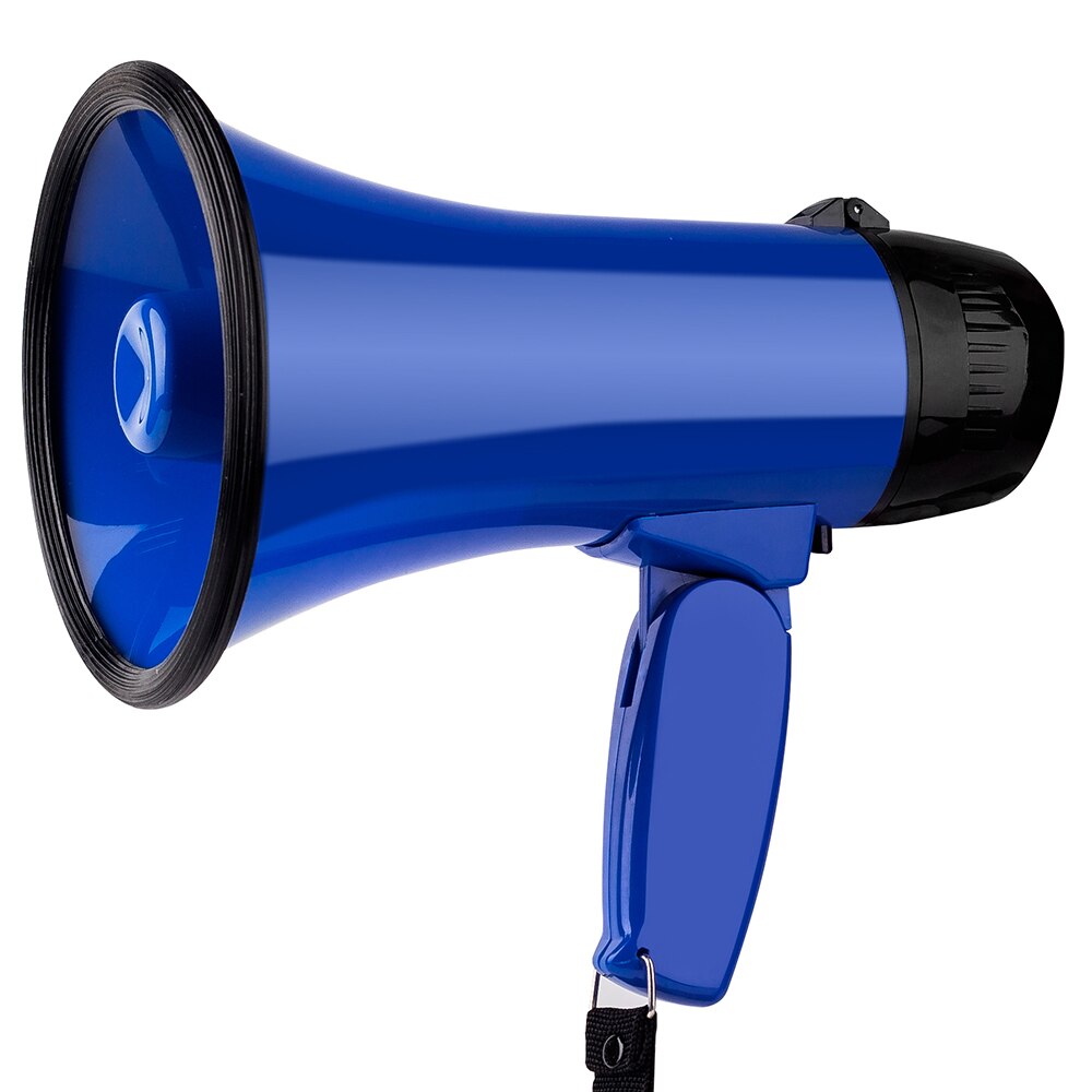 High Power Draagbare Hand Megafoon Peddle Luidspreker Opname Hoorn Tour Gids Luidsprekers Luid 25W: NO battery-Blue