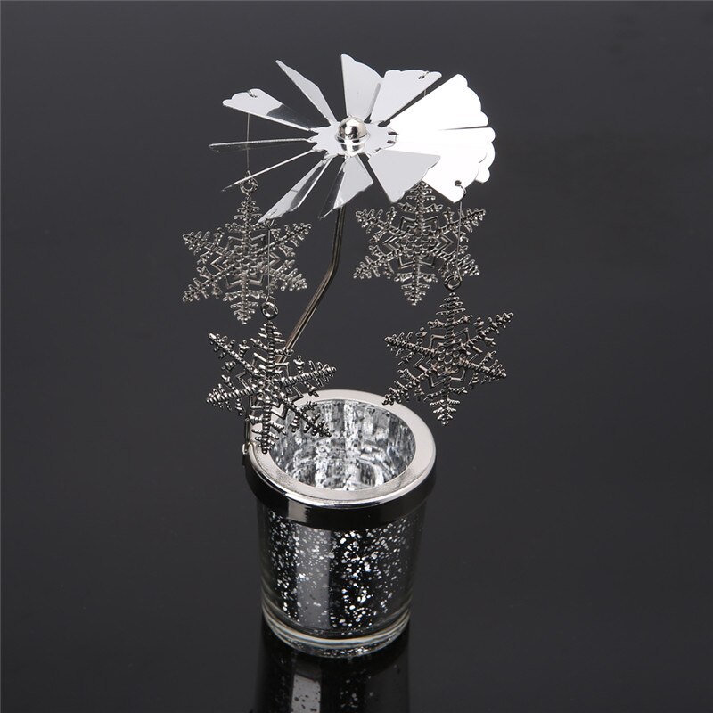 Rotatif rotation chandelier photophore bougeoir métal thé supports de lumière carrousel mariage maison fête décor 10-type: Snowflake