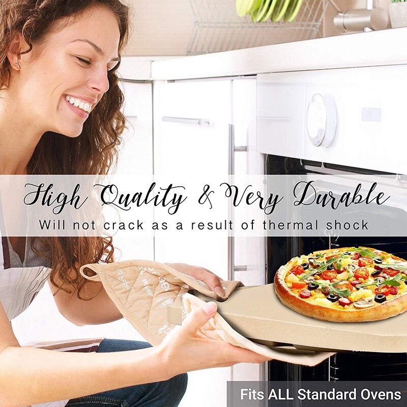 Piedra para Pizza, piedra para hornear, 15x12 pulgadas, cordierita Tuff de ingeniería Rectangular resistente, es muy adecuada para hornos y parrilla