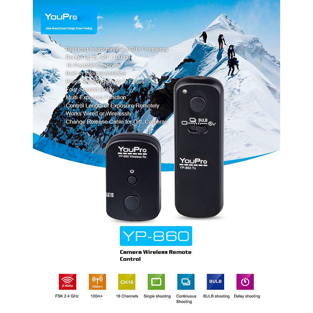 Mando a distancia inalámbrico YP-860 S2 2,4G, disparador, transmisor, receptor para cámara Sony Series DSLR
