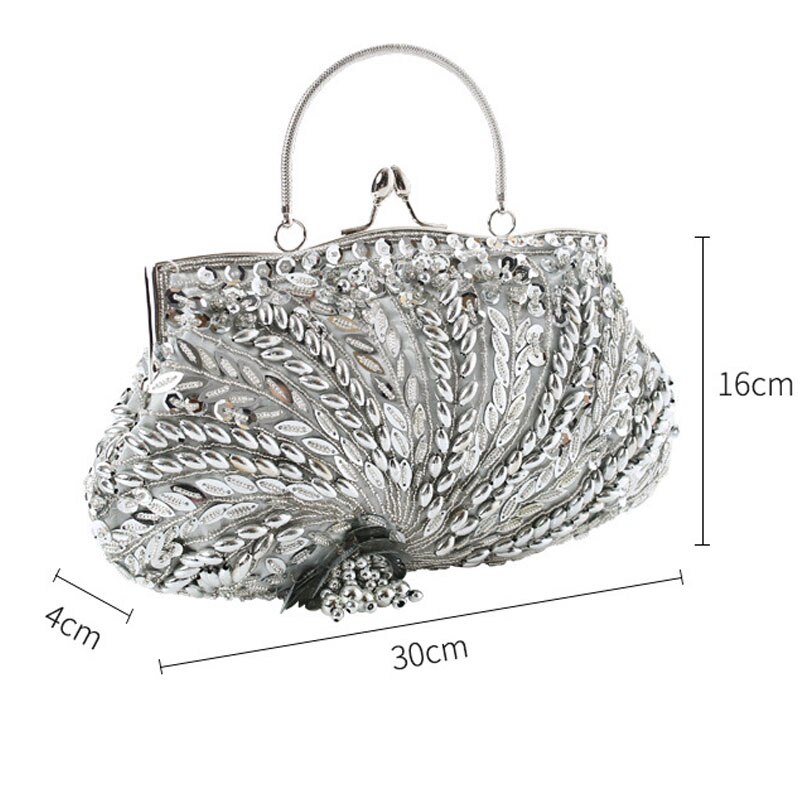Luxe avondjurken voor dames, clutches, handtassen, klassieke handtassen, kralen, bruidstassen, damestassen, diner- en feesttassen.