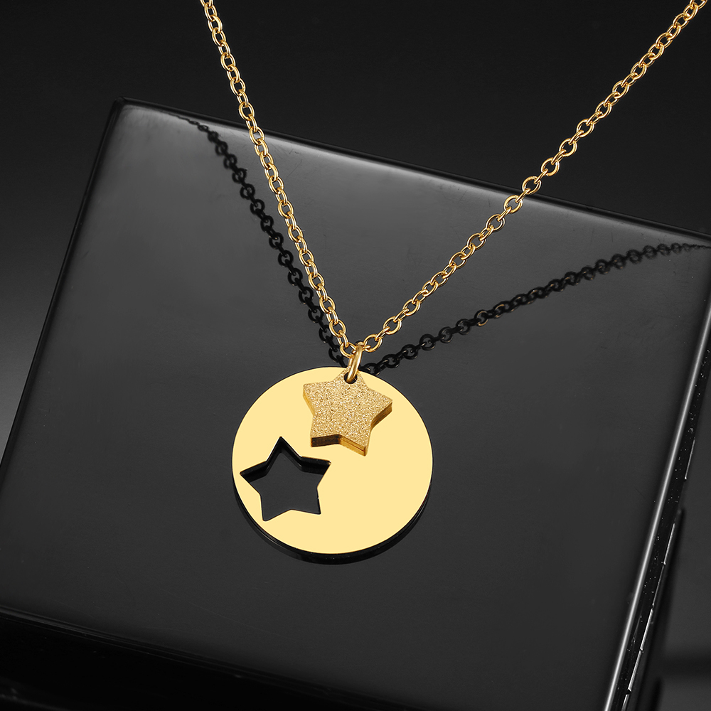 Collane in acciaio inossidabile stella glassata doppi accessori squisita collana a catena con ciondolo di moda per gioielli da donna i migliori regali