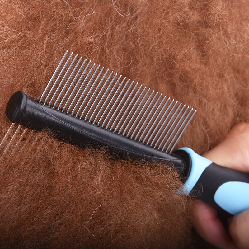 Detangler hund kat kam grooming værktøj afskæring trimmer børste dobbeltsidet til langt hår pet collie samoyed shetland fårhund