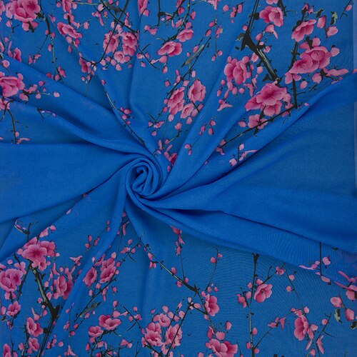 Posicionamiento imprimir tela de Chifón con flores estilo chino ciruelo de impresión antigua falda Cosplay vestido de pañuelo de tela: 4
