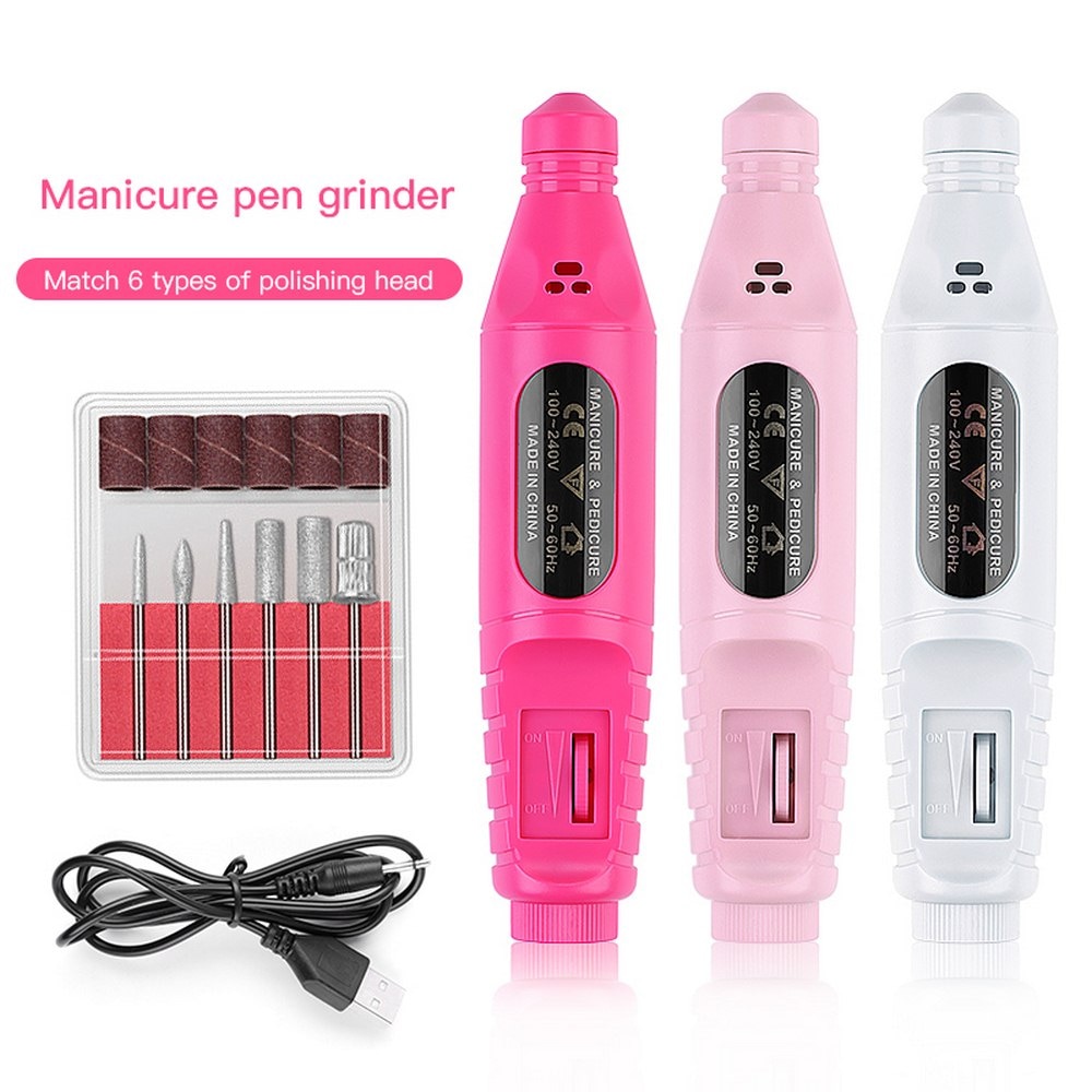 Elektrische Nail Pen Polijstmachine Tool Kit Verstelbare Snelheid Richting Nail Boor Set Met Usb Manicure Power Gereedschap Levert