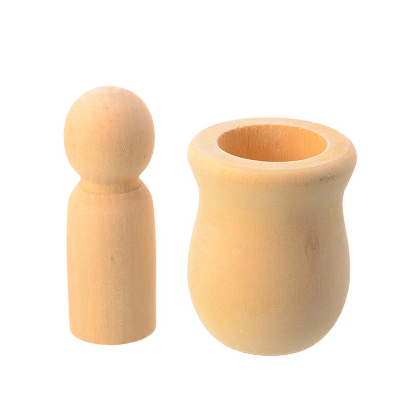 10pcs/set Wooden Wooden Peg Doll Unpainted Wood Peg People Nesting Pots For DIY Handicraft Wood Craft Making Painting Supplies