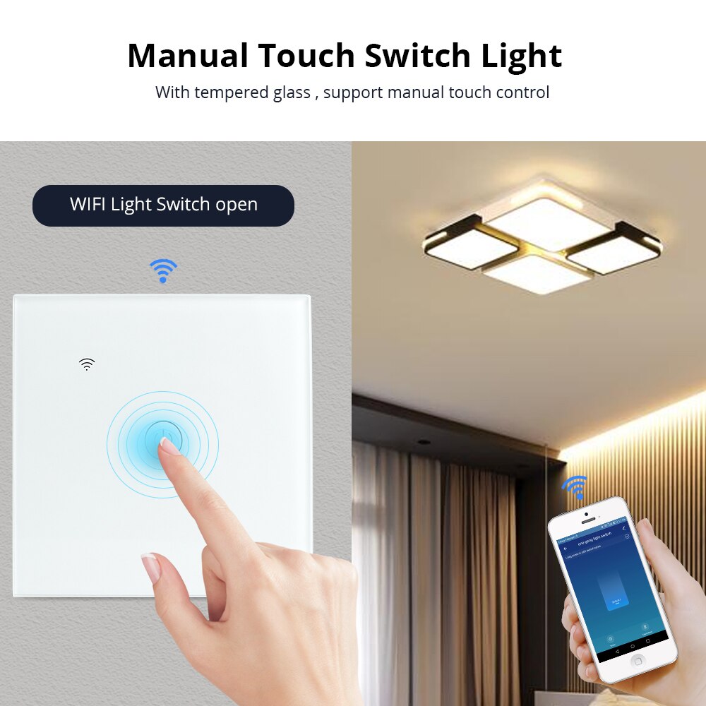 Zemismart Tuya WiFi Light Switch Neutral Optional One Two Three Gangs Alexa Google Home Assistant Smart Life Control