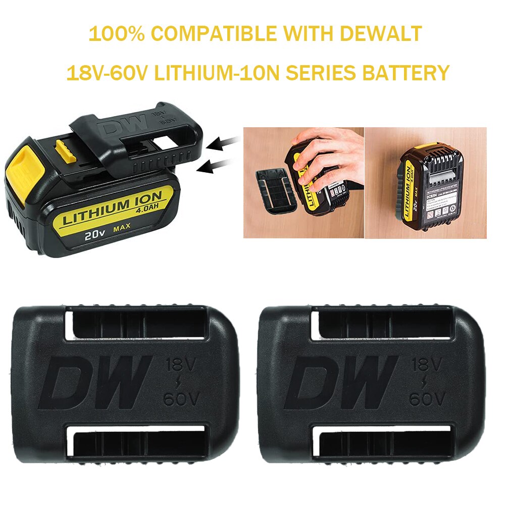 2/3 pcs for Dewalt 18V 20V 60V Battery Holder Wall Storage Mounts Stander Mount Display Hanger Dock Battery Belt Buckle black