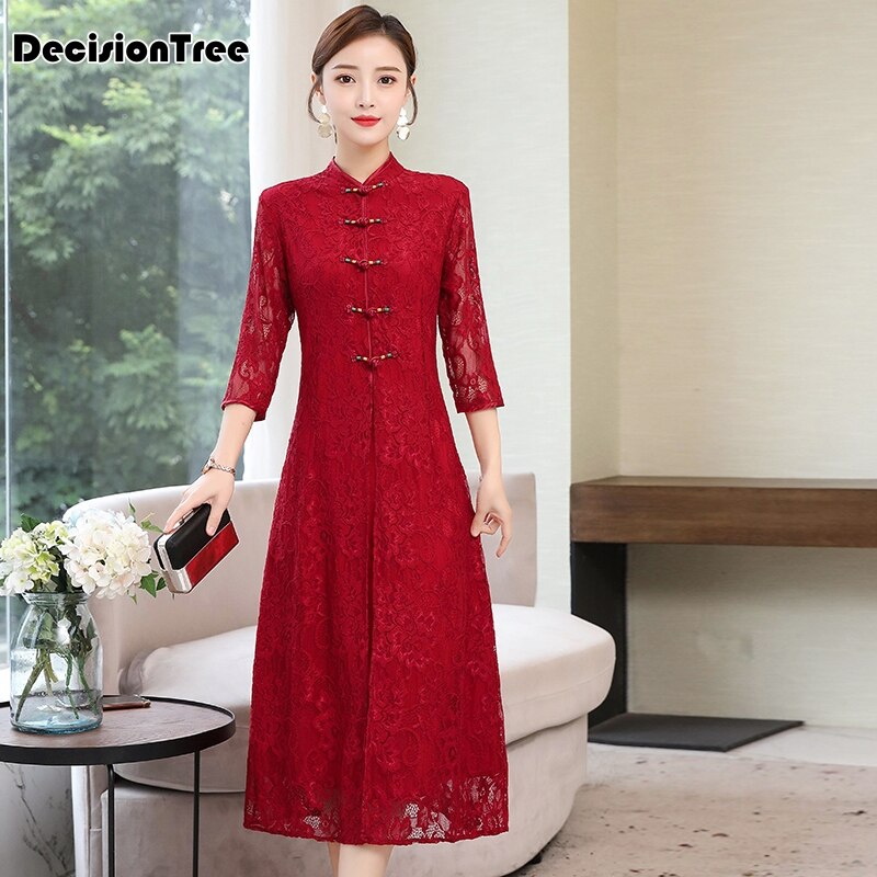 cheongsam Vestido Mujer encaje cheongsam novedad qipao chino vestido qipao vestidos