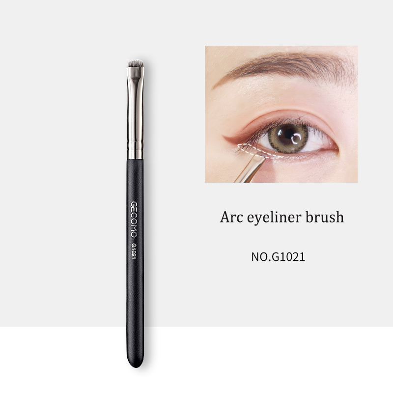 Brocha plana de nailon para delineador de ojos, delineador fino de línea de cejas, delineador de ojos negro, contorno de cejas, herramientas de maquillaje cosmético: Negro