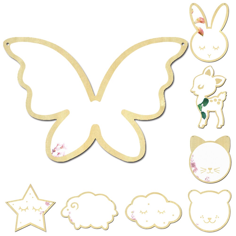 Cute Hanging Home Wooden Mirror Cartoon Wall Decorative Acrylic Small