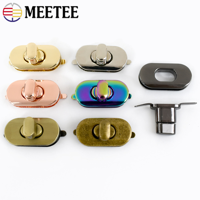 2/4/10Pcs Meetee 35*18mm Metal Bag Lock Clasp Handbag Twist Turn Locks Buckle Oval Twisting Replace Clasps Hardware Accessory
