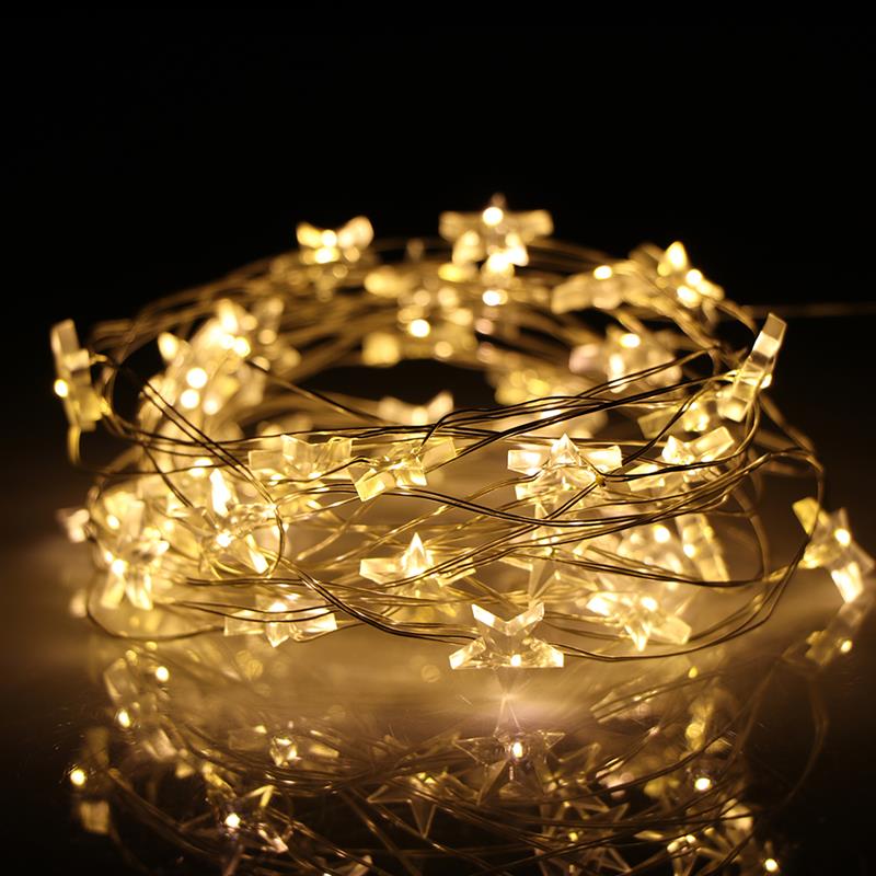 2/3M String LED Lights Decoration Fairy Light Battery Operated Waterproof Star Copper Wire Lamp Indoor Outdoor Christmas Wedding: Warm White / 2M