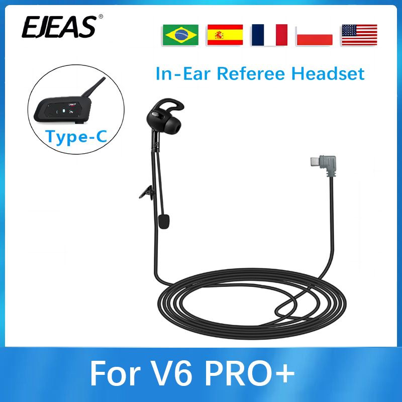 Para EJEAS V6 Pro + casco de motocicleta intercomunicador Bluetooth interfaz tipo C auriculares de árbitro intrauditivos adecuados