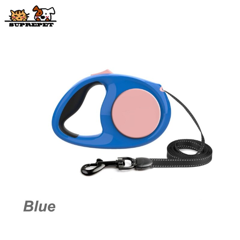 Suprepet pet hondenriem, automatisch intrekbaar voor grote en middelgrote honden, reflecterend touw, puppyriem, hondenaccessoires voor grote honden.: Blauw