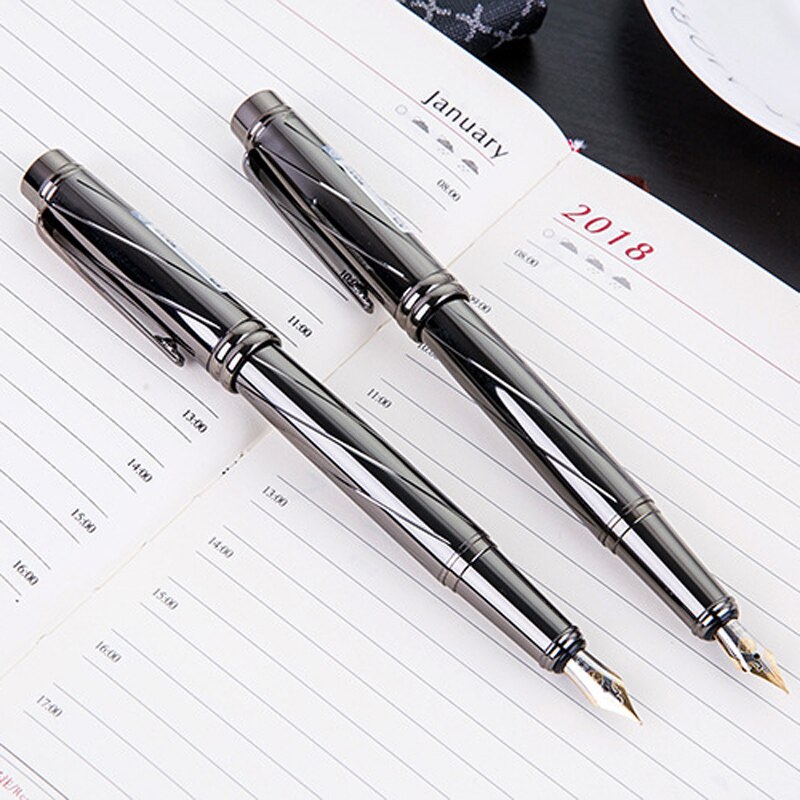 1 pièces haut de gamme exquis stylo plume métal mat noir 0.5mm plein métal luxe stylo plume bureau école papeterie stylo