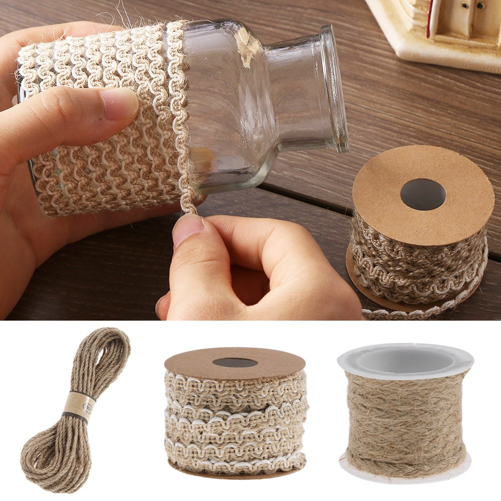 Cuerdas de yute de arpillera de alta tenacidad para manualidades, cuerdas de cáñamo Vintage, Color Natural, suministros para manualidades de de boda, bricolaje, 5/10M