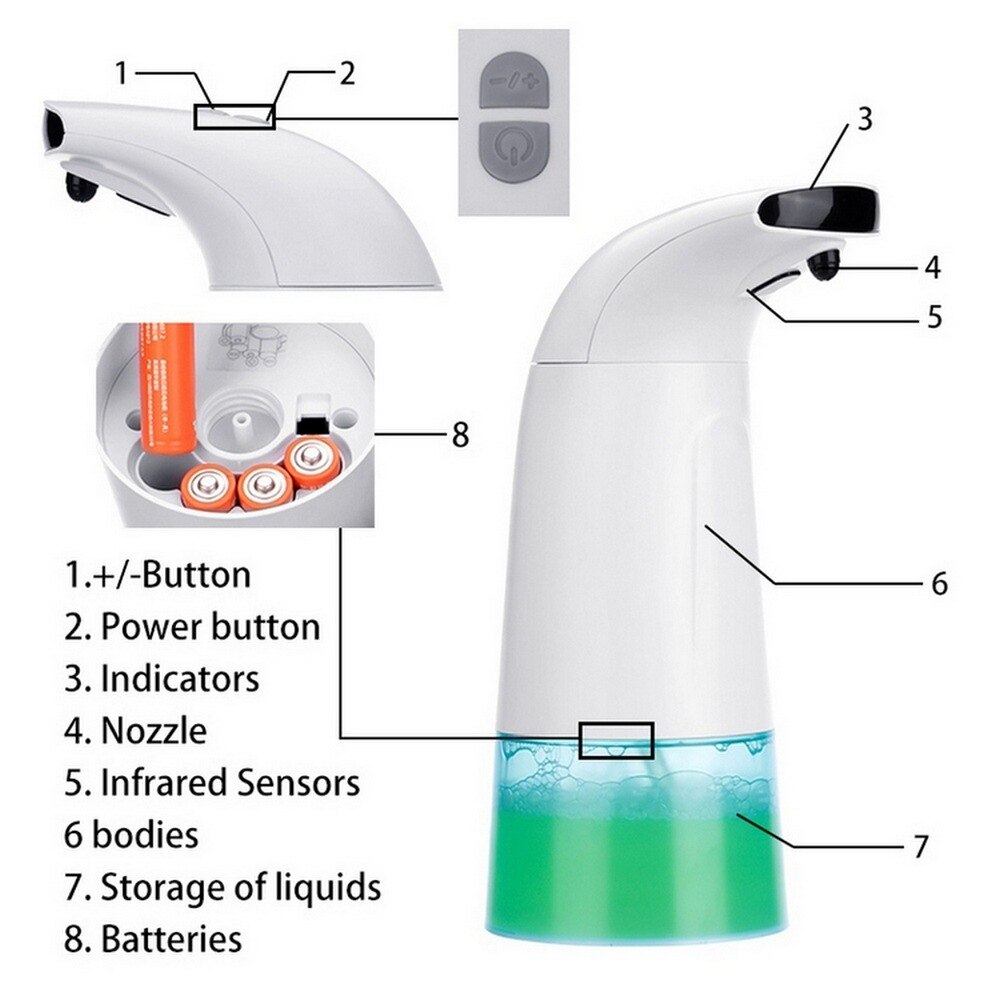 Non-contact automatic intelligent use convenient soap dispenser sensor foam infrared sensor sterilization bathroom kitchen 250ml