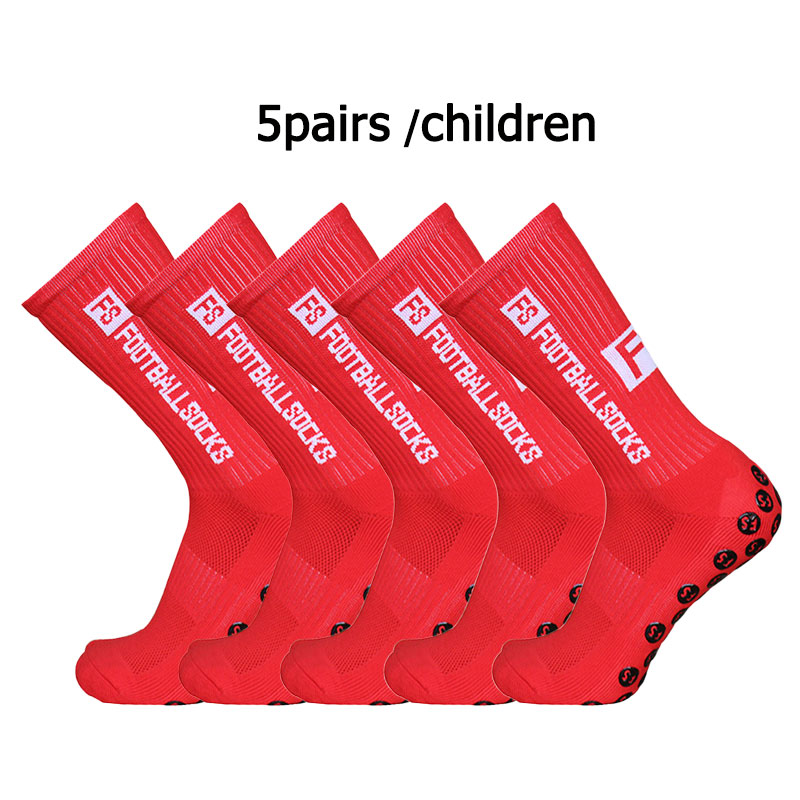 Calcetines deportivos transpirables para niños y adolescentes, medias cuadradas de silicona, antideslizantes, con mango firme, Soc, 5 pares, 34-39, novedad: Rojo