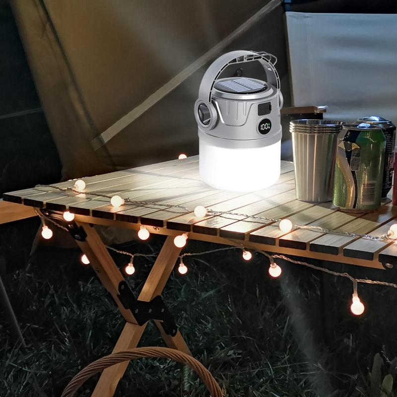 Camping Solar Lights Outdoor Tent Light Foldable Picnic Lantern 4 Speed Adjustable Lamp Flashlight Rechargeable LED Camp Lantern