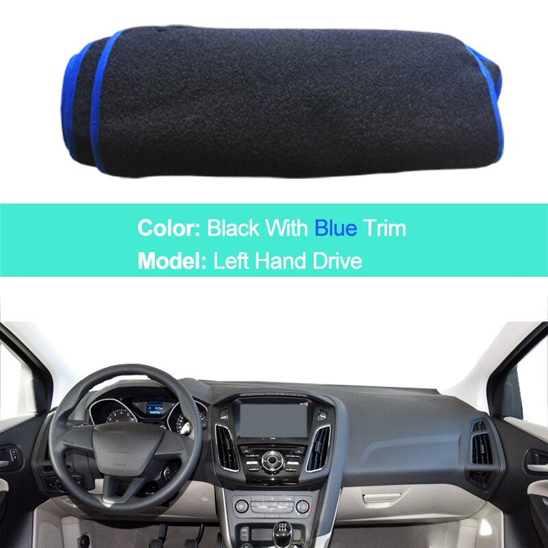 Cubierta de salpicadero interior de coche, alfombra, capa, almohadilla, para Ford Focus Titanium SE Electric S SEL , , , , , , 2 capas: LHD Blue