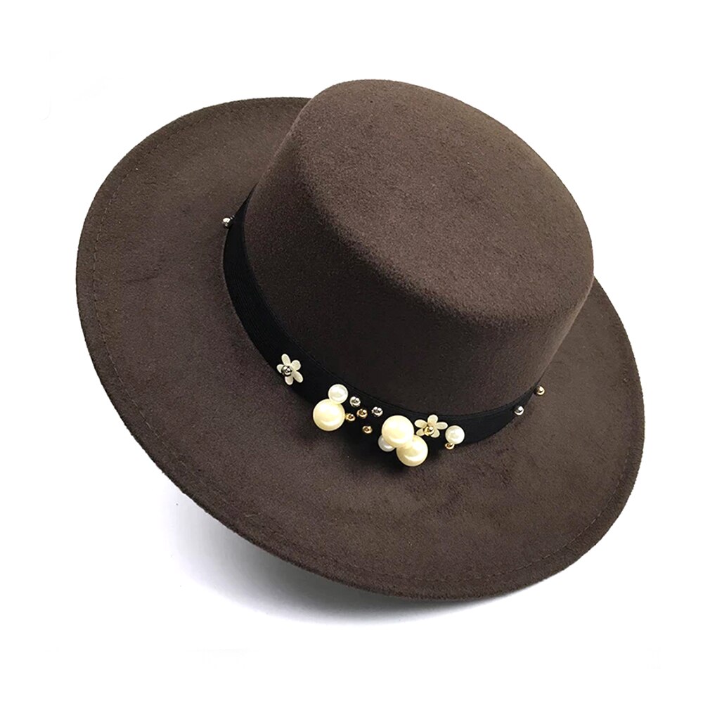 Perle chapeau femme vintage moderigtigt sort top filt fedora hat mænd sombrero bowler kirke trilby hatte til kvinder gorra mujer: 5