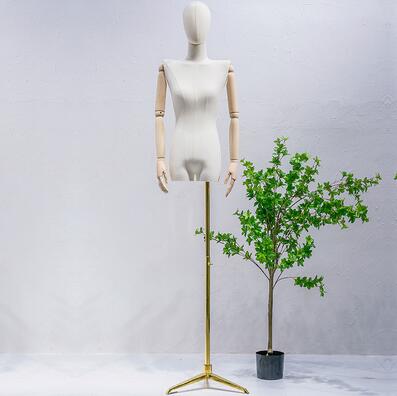 Mannequin à bras en bois de pour femmes, couleur pleine, corps en métal, épaule de poitrine plate pour mariage, support réglable D402