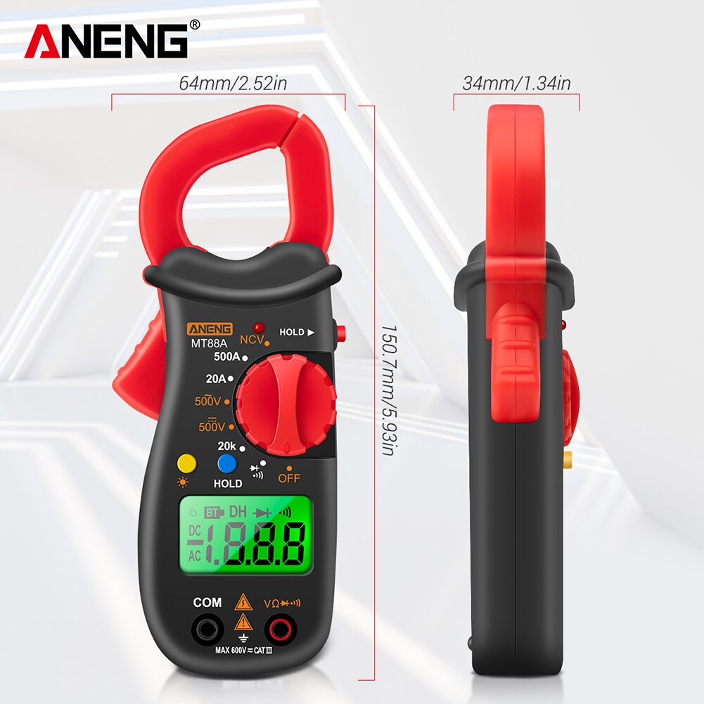 Digital Clamp Meter 1999 Counts Non-contact Digital Clamp Multimeter ANENG MT88A AC DC Voltage NCV Tester with Backlight
