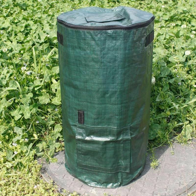 Collapsible Garden Yard Compost Bag with Lid Environmental Organic Ferment Waste Collector Refuse Sacks Composter Bin Bag