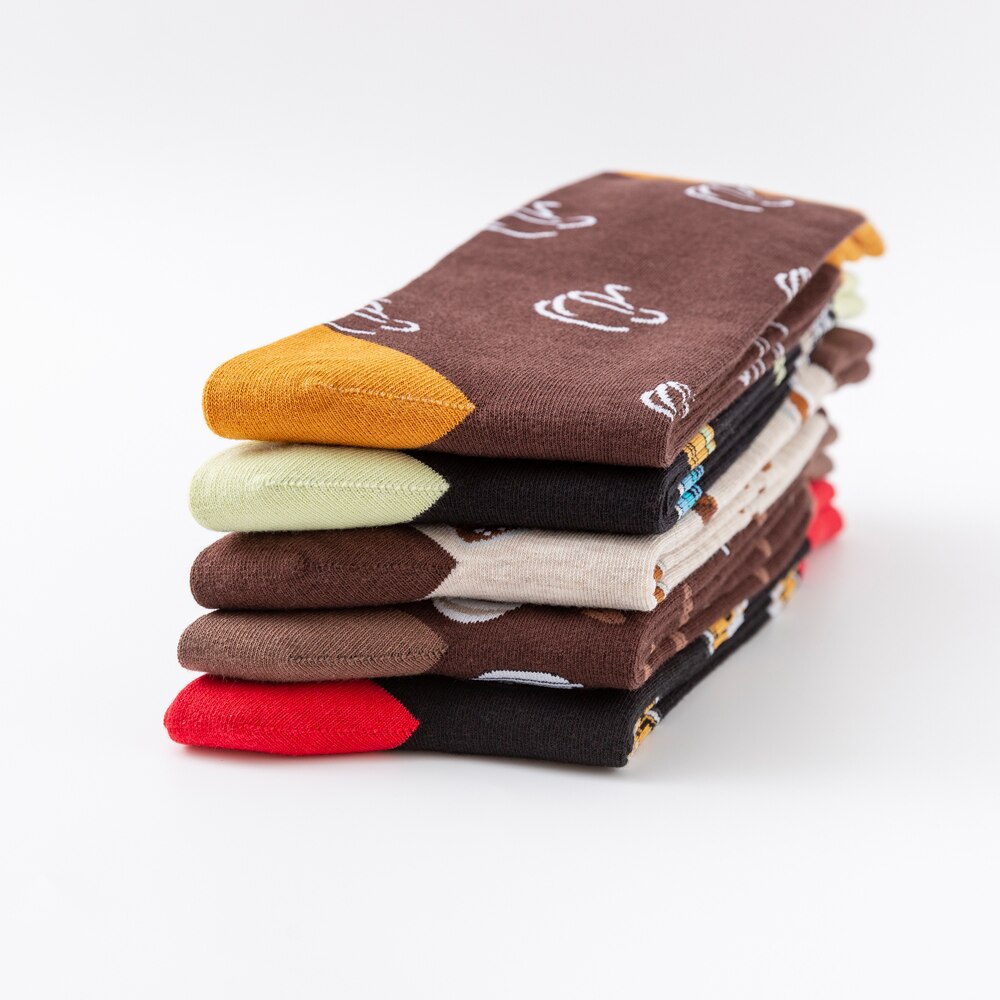 chaude coloré café bière boisson modèle nouveauté équipage hommes drôle nourriture Kawaii Sokken décontracté coton chaussettes pour homme