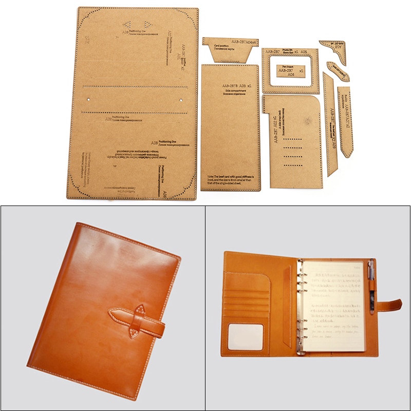 1Set DIY Kraft Paper Template Leisure 5 loose-leaf Notepad Leather Craft Pattern DIY Stencil Sewing Pattern 17.5*24