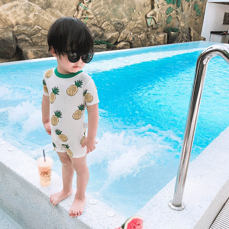 Bañador de una pieza con de piña para niñas, ropa de baño bonita, bañador para vacaciones, Bóxer,