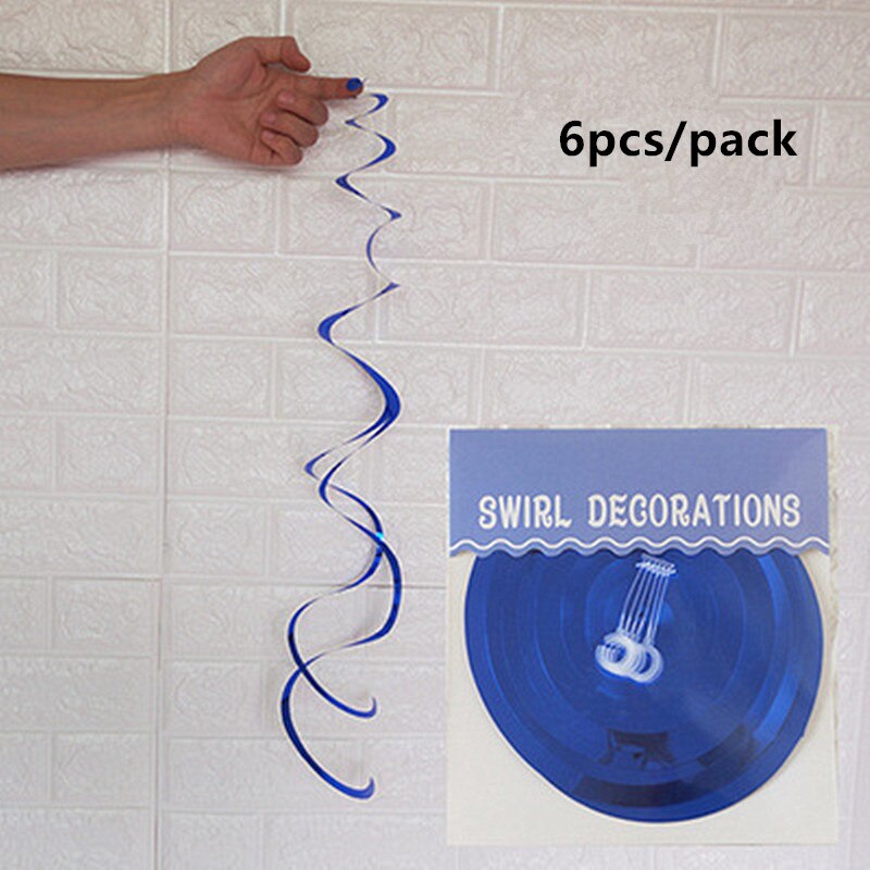 Lote de 6 unidades de guirnaldas de decoración en espiral de techo, feliz decoración para de primer cumpleaños, Bandera de Navidad para niños, niños y niñas: blue