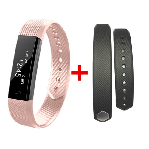 ID115 Banda Intelligente Contapassi Braccialetto Fitness SmartBand Allarme Orologio di Vibrazione Wristband pk ID107 fit bit miband2 Orologio Cuore: Pink add strap