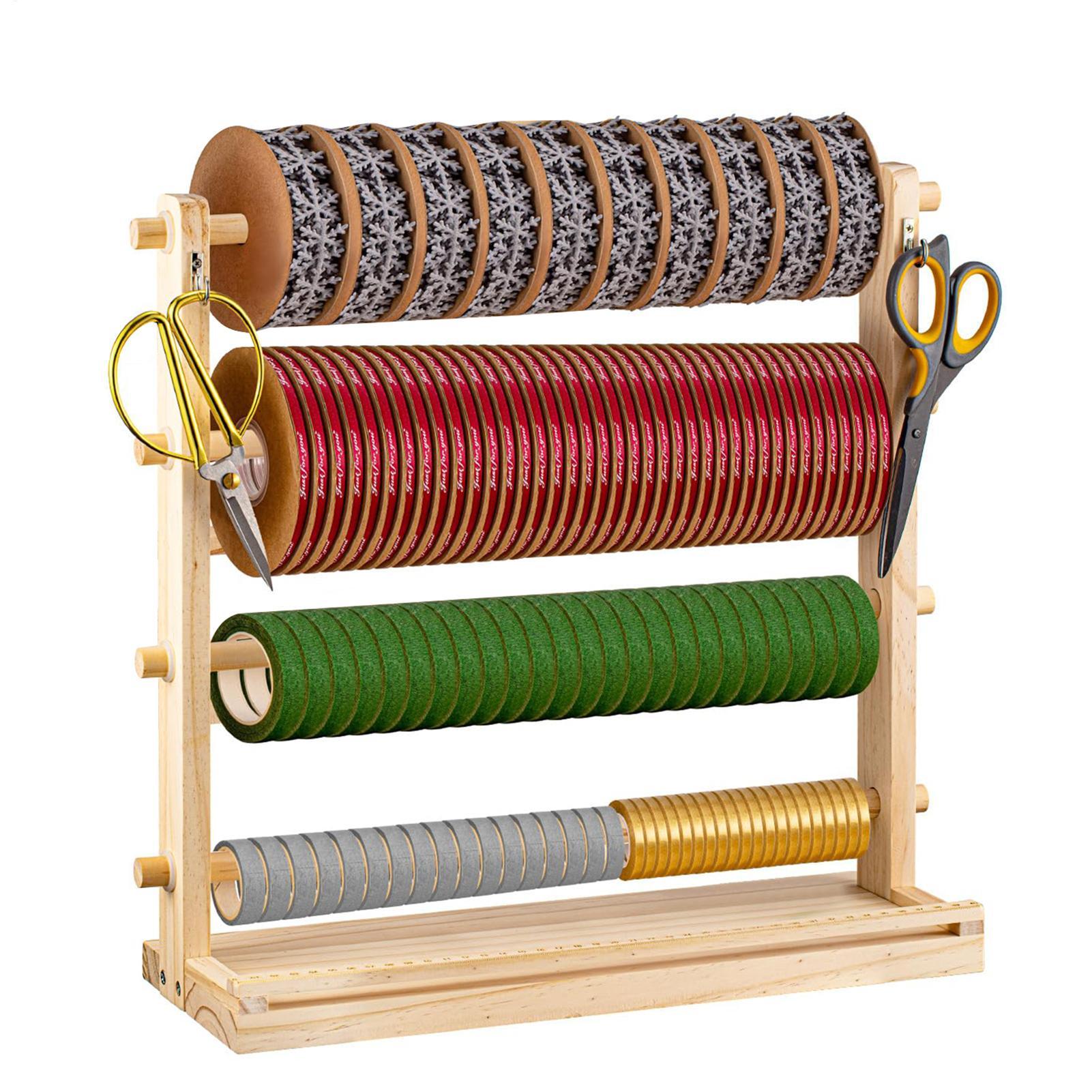 Porta nastro in legno Espositore per nastro in legno a 4 livelli per organizer per supporto per nastro artigianale da cucito per torte da sala artigianale