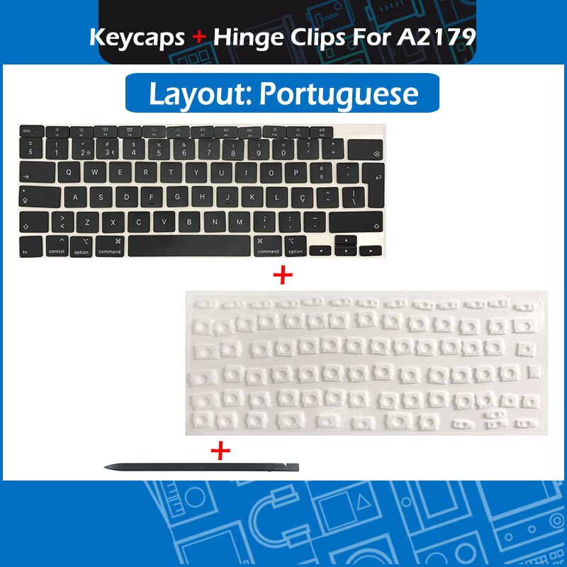 Laptop A2179 Azerty Keycaps Schaar Clips Set Voor Macbook Air Retina 13 "A2179 Toetsen Scharnieren Toetsenbord Reparatie Emc 3302: Portuguese