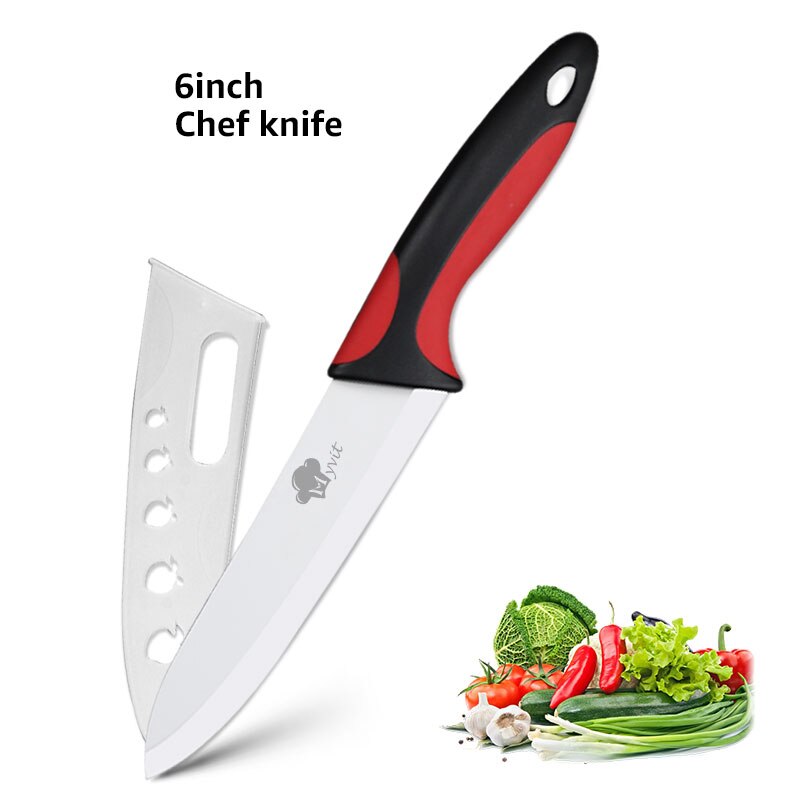Keramik Messer 6 5 4 3 zoll Chef Fleisch Zoll-dienstprogramm Slicing Schäl Messer Weiß Klinge Bunte Anti-slip Griff küche Kochen Werkzeuge: 6 inch red black