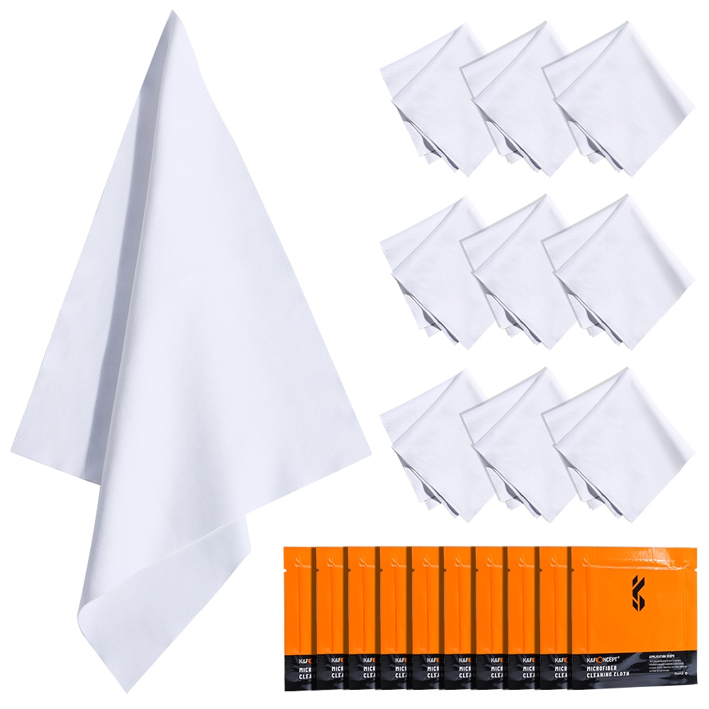 K&amp;F Concept 10 Pcs Microfiber Cleaning Cloths Individually Vacuum Wrapped for Camera Lens Cell Phones LCD Screens and More