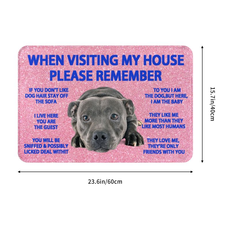 Staffordshire Bull Terrier Dog Quotes Front Door Mat Anti-Slip Outdoor Quick Dry Doormat Kitchen Bedroom Entrance Rug Carpet