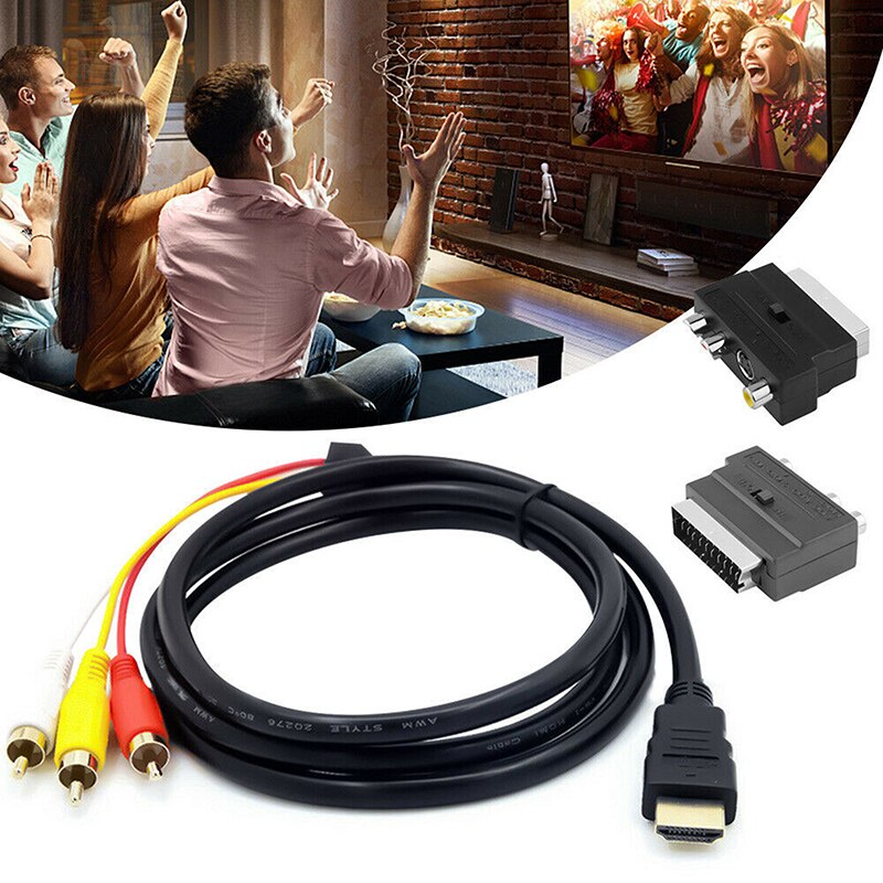 1080p HDMI Male S-video to 3 RCA AV Audio Cable W/SCART To 3 RCA Phono Adapter