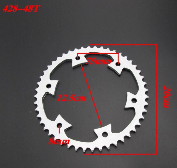 Piñón de cadena de 48T, 43T, 45T, 47T, 37T, ATV modificado para motocicleta, piezas, accesorios universales: 3